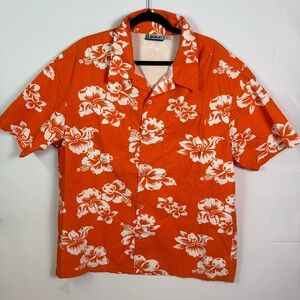 Hurley Internat’l Vibrant Orange Floral Men Shirt Buttondown Summer Large Spring